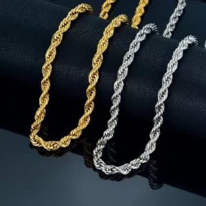 RENSINO Iced Out Sterling Silver Rope Chain Pendants 925 Sterling Silver Rope Chain