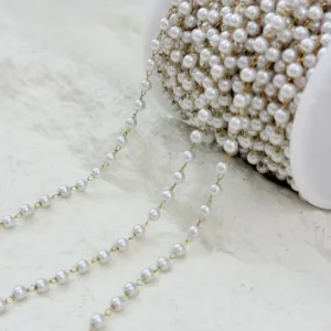 RENSINO Imitation Pearl Stainless Steel Chain DIY Bracelet Necklace Material Clothing Accessories Decoration Accessories