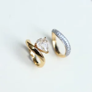 RENSINO In Stock 925 Sterling Silver 18K Gold Plated Unique Stackable Sparkling Zircon Rings Women Gift Party Wedding Factory