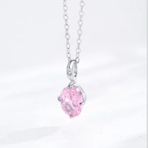 RENSINO In Stock Pink Luxury Zircon Necklace Fine Jewelry Classic 925 Sterling Silver Necklace for Women