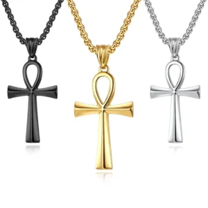 RENSINO Individual Stainless Steel Christian Cross Hanging Pendant Necklace Trendy Gold Silver Black Chain Women Men Accessories Gifts