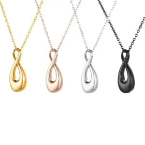 RENSINO Infinite love Design Stainless Steel Cremation Urn Pendant Necklace Silver Gold Rose Gold Black for Ashes