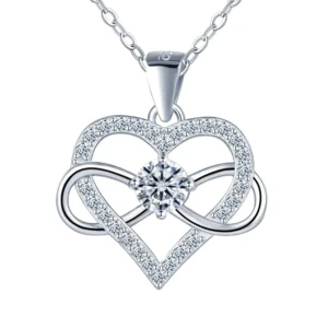 RENSINO Infinity Heart 0.5ct D Color VVS1 Moissanite Necklace 925 Sterling Silver