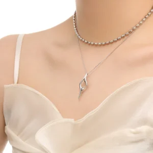 RENSINO Irregular Shaped Water Droplet Hollow Necklace for Women S925 Pure Silver Original Silver Jewelry