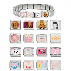 RENSINO Italian Charm Bracelet Custom Cute Cartoon Charm Link Fit 9mm Stainless Steel Bracelet DIY Fashion Women Jewelry Gift