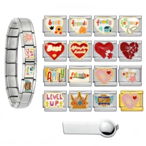 RENSINO Italian Charm Bracelet Custom Cute Charm Link Fit 9mm Stainless Steel Bracelet DIY Fashion Mother’s Day Jewelry Gift