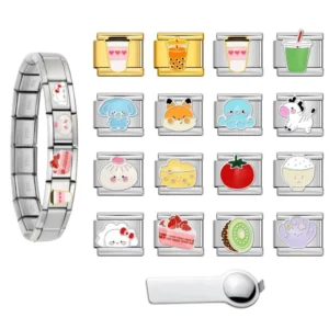 RENSINO Italian Charm Bracelet Custom Fruit Food Cartoon Charm Fit 9mm Stainless Steel Bracelet DIY Fashion Women Jewelry Gift