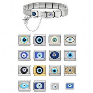 RENSINO Italian Charm Bracelet Y2K Eye of the Demon Italian Bracelet Link Stainless Steel Jewelry for Women Valentine Gift