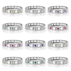 RENSINO Italian Charm Bracelet Y2K Simple Basic Silver Heart Charm Bracelet Stainless Steel Jewelry for Women Valentine Gift