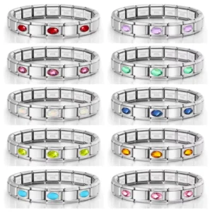 RENSINO Italian Charm Bracelet Y2K Simple Basic Silver Round Charm Bracelet Stainless Steel Jewelry for Women Valentine Gift