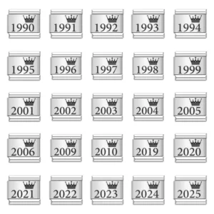 RENSINO Italian Charm Bracelet Year of Birth Links Fit 9mm Stainless Steel DIY Making Traditional Anniversary Jewelry Gift for Birthday