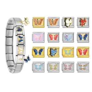 RENSINO Italian Charm Butterfly Custom Italian Charm Bracelet 9mm Stainless Steel Bracelet Fashion Jewelry Making DIY Gift