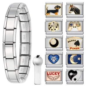 RENSINO Italian Charm Butterfly Custom Italian Charm Bracelet 9mm Stainless Steel Bracelet Fashion Jewelry Making DIY Gift