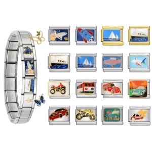 RENSINO Italian Charm Truck Car Custom Italian Charm Bracelet 9mm Stainless Steel Bracelet Fashion Jewelry Making DIY Gift