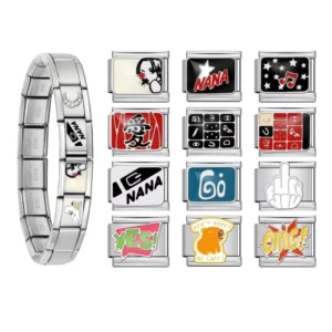 RENSINO Italian Charm Y2K Personality Custom Italian Charm Bracelet Stainless Steel Bracelet Fashion Jewelry Making Gift