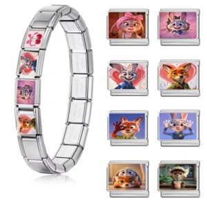RENSINO Italian Charms Bracelet Stainless Steel Jewelry Making DIY Women Men Bracelet Kawaii Movie Cute Cartoon Kitten Charm Bracelets