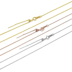 RENSINO Italian High Quality 925 Sterling Silver Cable Chain Necklace 0.8mm 1mm Adjustable 18K Gold Plated Link Chain Type Pearl Main