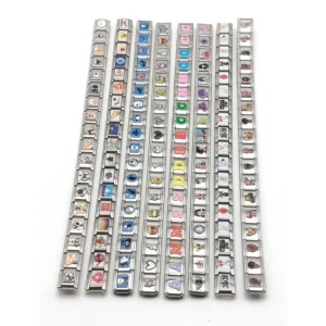 RENSINO Italian Module Unisex Stainless Steel Watch Strap Chain Square Elastic Splicing UV Print Pattern DIY Bracelet