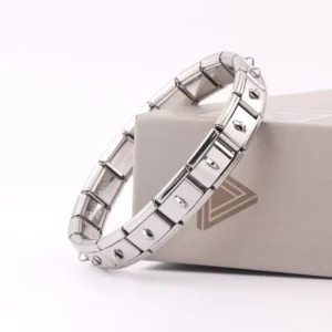 RENSINO Italy Charm Bracelet Stainless Steel Bracelet Classic Creative Gold Plated Italian Charms Cross Adjustable Elastic Bracelet