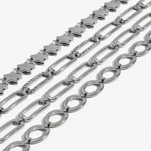 RENSINO J&D Minimalist Silver Color Stainless Steel Chain Bracelet Daily Wearing Fashion Jewelry