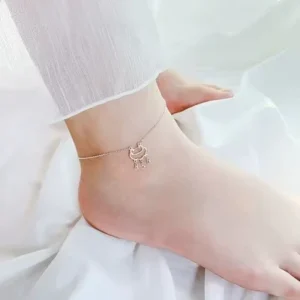 RENSINO JL038 Fine Anklet S925 Sterling Silver Fresh Artistic Light Bead Lock Bracelet Feminine Charm Hollowed Out Korean Version