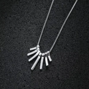 RENSINO JZM S925 Pure Silver Necklace Simple Korean Style Fresh Tassel Pendant Multi Horizontal Rod Necklace Female