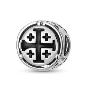 RENSINO Jerusalem Cross Charm Authentic 925 Sterling Silver Symbol Series Beads for Women DIY Bracelet Charm Necklace Jewelry Making