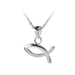 RENSINO Jesus Fish Necklace Religious Charms for Jewelry Making Real 925 Sterling Silver Christian Fish Pendant