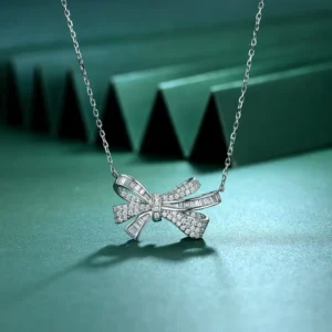 RENSINO Jewelry 925 New Arrival Bow Silver Pendant Natural Stone Personality Elegant Necklace Light Luxury Ins Style 40 5 None Chain