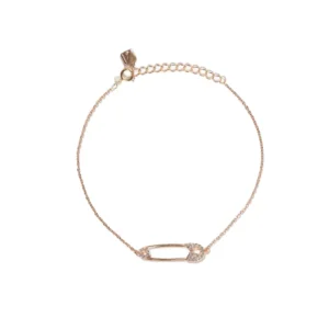 RENSINO Jewelry 925 Sterling Silver Safety Pin Charm Women Bracelet With Cubic Zircon