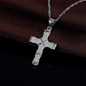 RENSINO Jewelry 925 Sterling Silver Simple Design Cross Religious Pendant Necklace