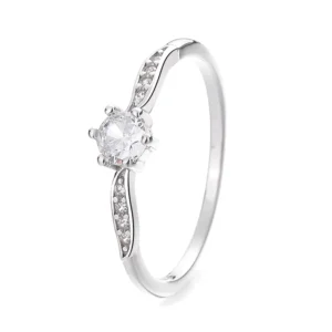RENSINO Jewelry 925 Sterling Silver Simple Proposal Wedding Ring Gift