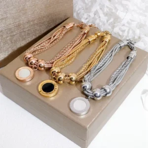 RENSINO Jewelry Exquisite Bracelet High Quality Classic Style Stainless Steel Bracelet Adjustable 18K Gold Plated Bracelet