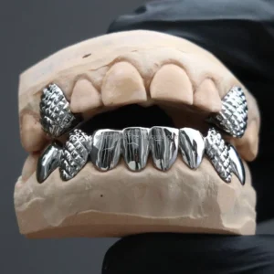 RENSINO Jewelry Factory Custom Men Women S925 Sterling Silver 9K 10K 14K 18K Solid Gold White Teeth Grillz