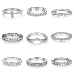 RENSINO Jewelry Factory Direct Supplier Sterling Silver 925 Round Brilliant Cut Rhodium Plated White Zirconia Wedding Ring