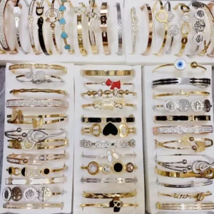 RENSINO Jewelry Fashion Fine Multiple Stainless Steel Model Style 18K PVD Waterproofing Does Not Fade Bracelets Bangles Women