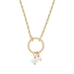RENSINO Jewelry Fashion Nice Silver 18K Gold Round Pearl Pendant Necklace