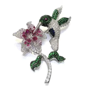 RENSINO Jewelry Manufacturer 925 Sterling Silver Pearl Brooch with Emerald Cut and Claw Setting Unisex Trendy Design