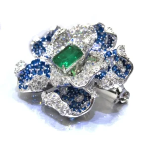 RENSINO Jewelry Manufacturer Unisex Baby Brooch 925 Silver Emerald Cut Claw Setting Trendy Jewelry Pin