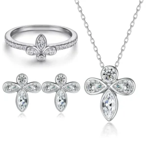 RENSINO Jewelry Set Fashionable 925 Sterling Silver Zircon Ear Studs Niche Butterfly Ring Cute Bee Pendant Necklace Rhodium Plated