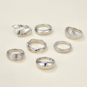 RENSINO Jewelry Sterling Silver Chunky Plain Signet Rings 925 Silver Big Chunky Rings for Women Men