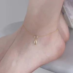 RENSINO KA0022 Peishang INS Minimalist Simple Trendy Boho Chain Anklets Cubic Zirconia Cute Adjustable Charm Anklets S925 Silver Jewelry