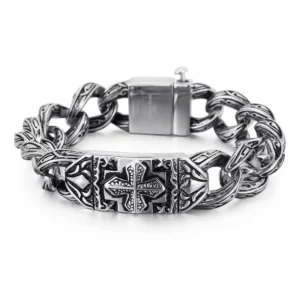 RENSINO KALEN Fashionable Retro Cross Stainless Steel Bracelet Man