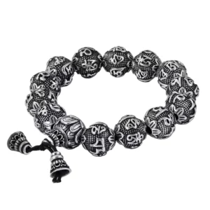 RENSINO KALEN Vintage Luxury Elastic Metal Chakra Beads Male Viking Bracelet