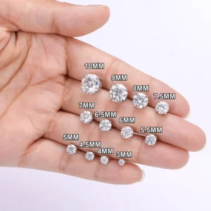 RENSINO KRKC Round Cut Vvs 1CT Mossanite Diamond 925 Sterling Silver Hypoallergenic Moissanite Gold Stud Earring for Men Women