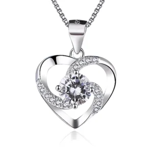 RENSINO Korean Fashion Silver Necklace Women Jewelry Couple Heart-shaped Zircon Pendant Accessories Factory Directly Sell Necklaces