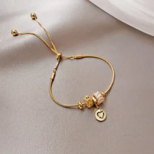 RENSINO Korean INS Fashion Bead Bracelets for Women Light Luxury Fine Jewelry Love Adjustable Bangle Bracelets