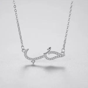 RENSINO Korean Minimalist Style Hypoallergenic S925 Sterling Silver Full Rhinestone Crocodile Pendant Necklace