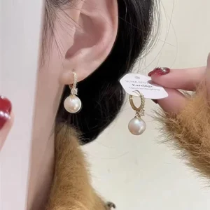 RENSINO Korean Pearl Dangle Earrings 925 Silver Hypoallergenic Bowknot Heart Flower Pearl Earring Jewelry Women