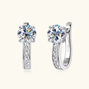 RENSINO Korean Simple High-end Sterling Silver Cool Ear Buckle Earrings Women’s Niche Moissanite Hoop Earring